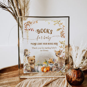 Herfst Woodland Little Pumpkin Baby shower boek Poster