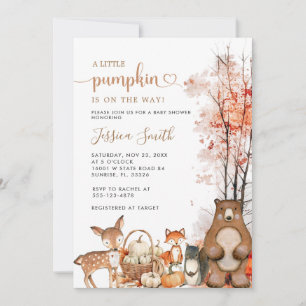 Herfst Woodland Little Pumpkin Baby shower Invitat Kaart