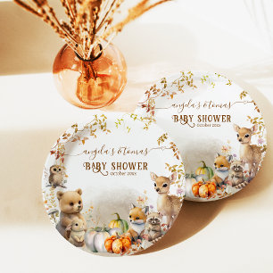 Herfst Woodland Little Pumpkin Baby shower Papieren Bordje