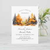 Herfst Woodland, Pine Trees Trouwuitnodiging Save The Date (Staand voorkant)