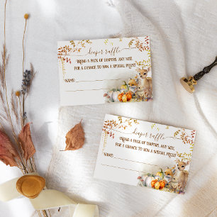 Herfst Woodland Pompoen Baby shower Luier Raffle Informatiekaartje