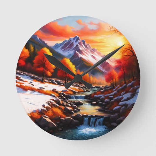 Herfst wordt winter ronde klok (Voorkant)