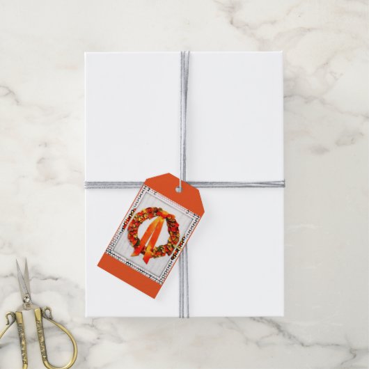 Herfst Wreath Cadeaulabel (Met Touw)