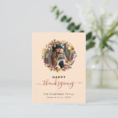 Herfst Wreath Modern Thanksgiving Foto Feestdagenkaart (Staand voorkant)