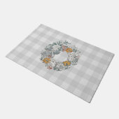 herfst Wreath Painting Buffalo Check Pattern Grey Deurmat (Schuin)