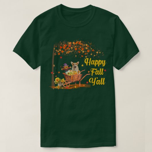Herfst Yall Corgi Autumn Herfst Maple Leaf Mannen  T-shirt (Design voorkant)
