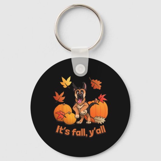 Herfst Yall Duitse Herder Puppy Sleutelhanger (Voorkant)