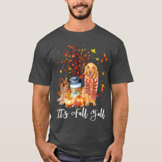 Herfst Yall Golden Retriever Dog Pumpkin Herfst Au T-shirt