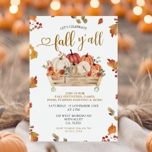 Herfst Y'all Party Herfst Sinaasappel Pompoenfesti Kaart