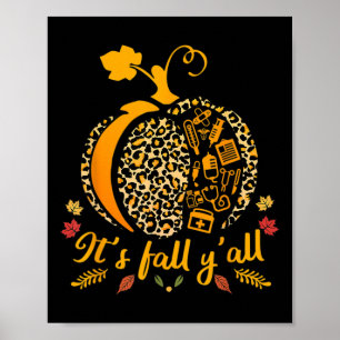 Herfst Yall Pumpkin Halloween Nurse Scrub Topjes W Poster