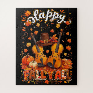 Herfst Y'all Thanksgiving Viool Herfstbladeren Legpuzzel