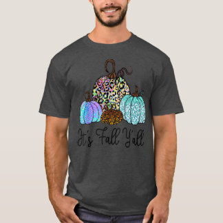 Herfst Yall Tie Dye Leopard Pumpkin Autumn Dank u T-shirt