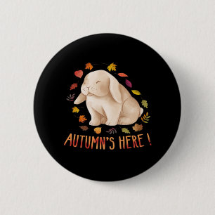 Herfst zegt schattig konijn herfst het is herfst a ronde button 5,7 cm