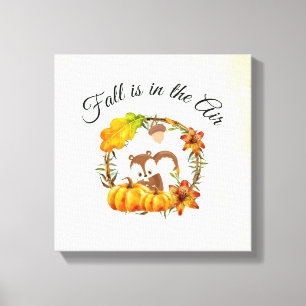 Herfst zit in Air Typografie met Squirrel Canvas Afdruk