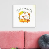 Herfst zit in Air Typografie met Squirrel Canvas Afdruk (Insitu (Woonkamer))