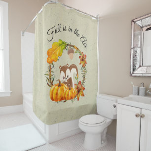 Herfst zit in Air Typografie met Squirrel Douchegordijn