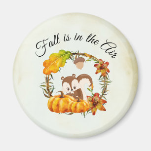 Herfst zit in Air Typografie met Squirrel Magneet