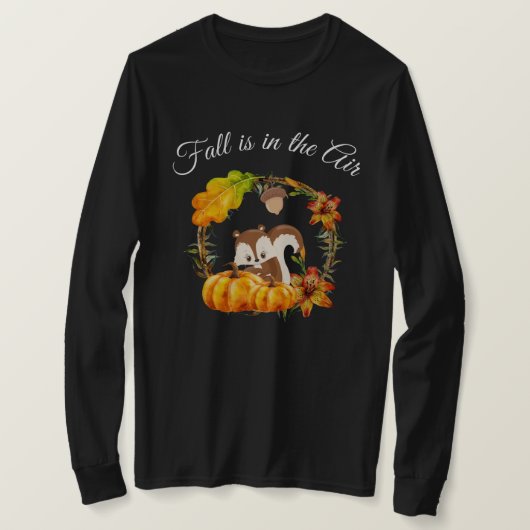 Herfst zit in Air Typografie met Squirrel T-shirt (Design voorkant)