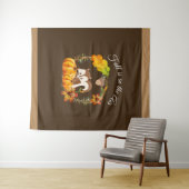 Herfst zit in Air Typografie met Squirrel Wandkleed (In Situ (horizontaal))