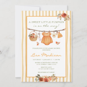 Herfst Zoete Kleine Pompoen Waslijn Baby Shower  Kaart