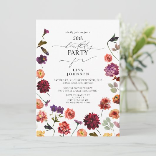 Herfst Zomertuin Verbrand Sinaasappel 50e Verjaard Kaart (Staand voorkant)