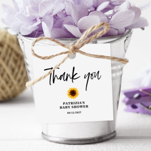 Herfst Zonnebloem Baby shower Bedankjes Labels