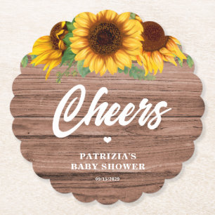 Herfst Zonnebloem BABY SHOWER Kartonnen Onderzetters