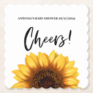 Herfst Zonnebloem Baby Shower Kartonnen Onderzetters
