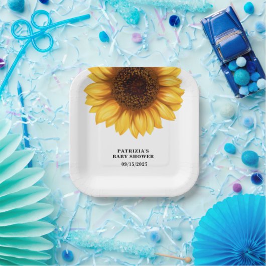 Herfst Zonnebloem Baby shower Papieren Bordje (Feest)
