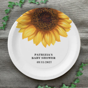 Herfst Zonnebloem Baby shower Papieren Bordje