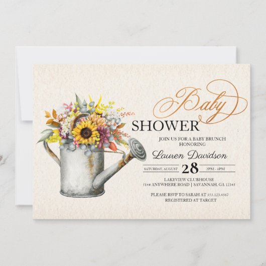 Herfst Zonnebloem Herfst Baby shower Uitnodiging (Voorkant)