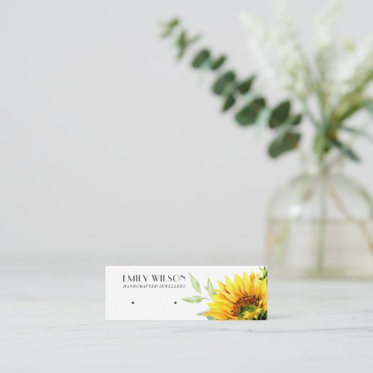 HERFST ZONNEBLOEM HERFST STUD OORBEL DISPLAY KAART MINI VISITEKAARTJE (Staand voorkant)