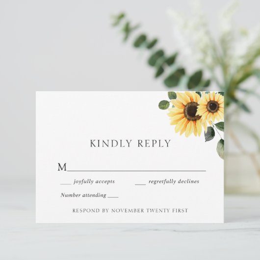 Herfst Zonnebloem Huwelijksreactie Kaart (Staand voorkant)