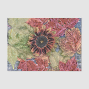  herfst zonnebloem Rustic Brown Maple Leaves Tissuepapier