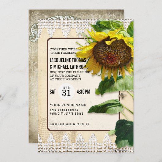 Herfst Zonnebloem Rustige Houtbijen Kaart (Voorkant / Achterkant)