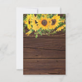 Herfst Zonnebloem String Lights Rustiek Houten Bru RSVP Kaartje (Achterkant)