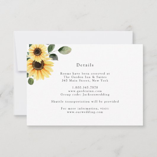 Herfst Zonnebloem Trouwdetails Kaart (Voorkant)