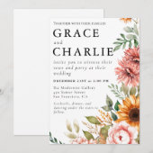 Herfst Zonnebloem Waterverf bruiloft uitnodiging (Voorkant / Achterkant)