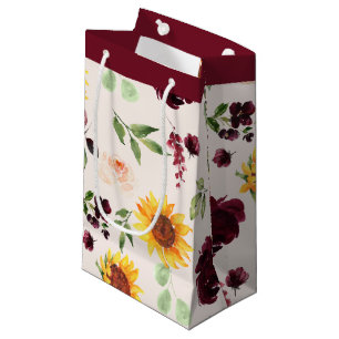 Herfst Zonnebloemen en Bourgondische Rozen Bruidsd Klein Cadeauzakje