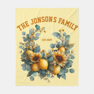 Herfst Zonnebloemen en Citroenen Familie Decor Fleece Deken