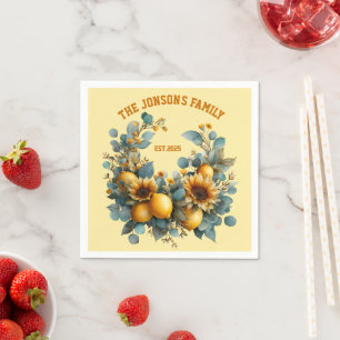 Herfst Zonnebloemen en Citroenen Familie Decor Servet