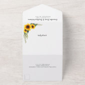 Herfst Zonnebloemen & Groen Bladgroen Bruiloft All In One Uitnodiging (Buitenkant)