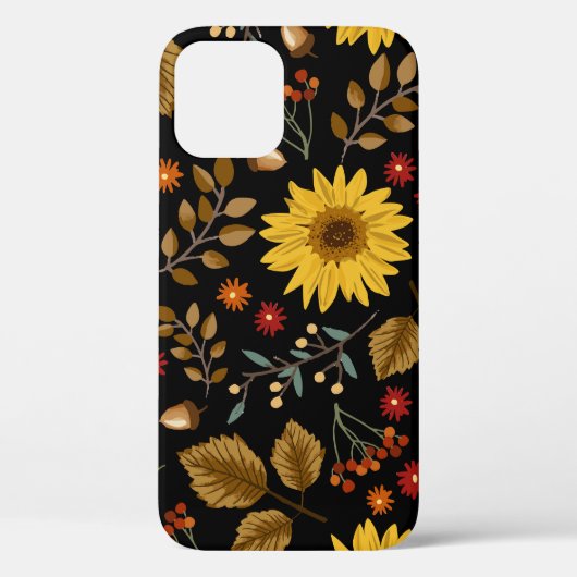Herfst Zonnebloemen: Maple zwarte achtergrond Case-Mate iPhone Case (Achterkant)