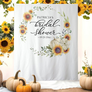 Herfst Zonnebloemen Pompoen Bruidsdouche Achtergro Wandkleed
