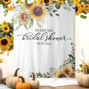 Herfst Zonnebloemen Pompoen Bruidsdouche Achtergro Wandkleed