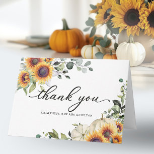 Herfst Zonnebloemen Pompoen Bruidsdouche Bedankt Kaart
