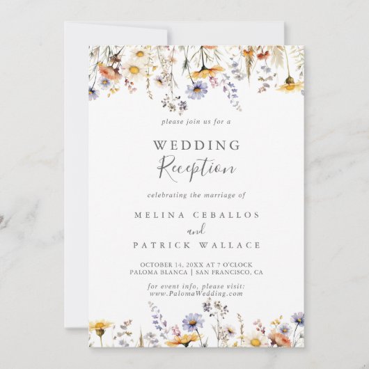 Herfst Zonneschijn Wildflower bruiloft receptie Kaart (Voorkant)