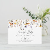Herfst Zonneschijn Wildflower Horizontale bruiloft Save The Date (Staand voorkant)