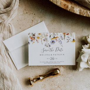 Herfst Zonneschijn Wildflower Horizontale bruiloft Save The Date