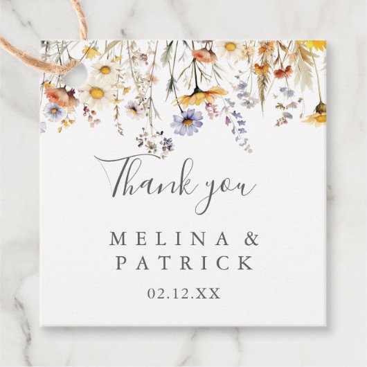 Herfst Zonneschijn Wildflower Huwelijksgunst Label (Voorkant)